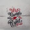 Mr Right, Mrs Always Right Towel Set - White