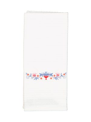 Floral Vase Tea Towel - White