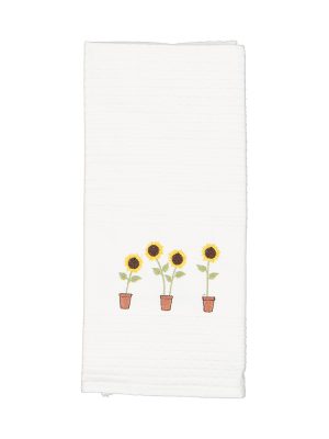 Sunflower Tea Towel - White