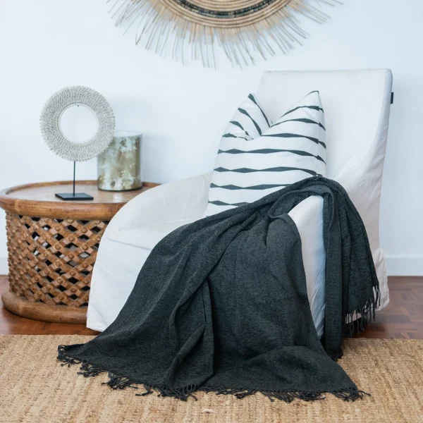 Chenille Plain Steel Throw