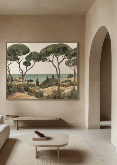 Aegean Pasture Sepia Green Wall Art