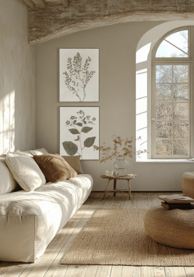 Blueprint Leaves Olive Set of 2