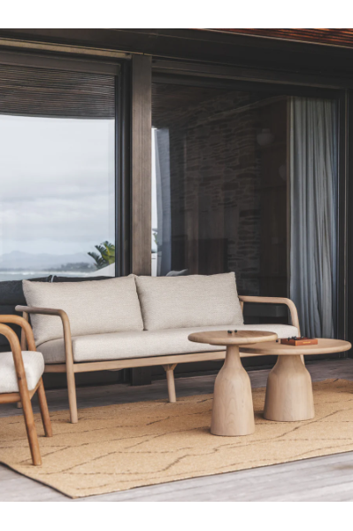 Anastasia Balnaerio Sandstone Teak Sofa 3 Seater