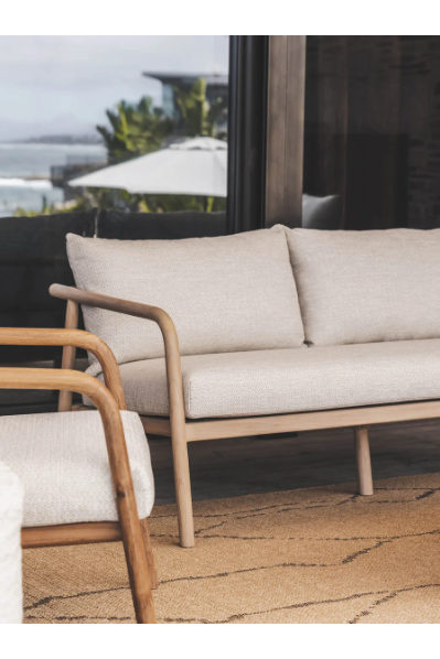 Anastasia Balnaerio Sandstone Teak Sofa 3 Seater