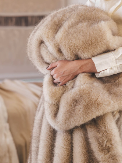 Coyote Chai Fur Throw