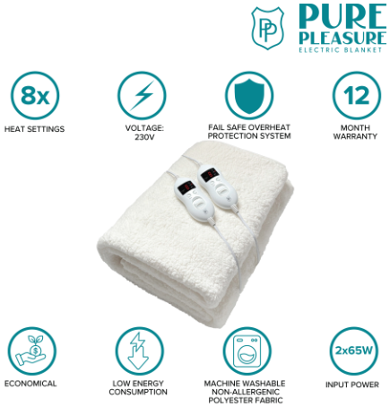Pure Pleasure Sherpa Fleece Electric Blanket