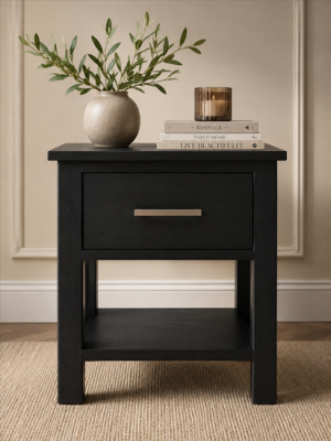 Black Pedestal Black 1 Drawer Pedestal