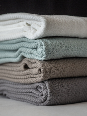 Cotton Chevron Cobblestone3 Cotton Chevron Blankets - Various