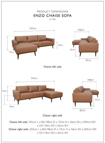 Enzo Chaise Sofa Right